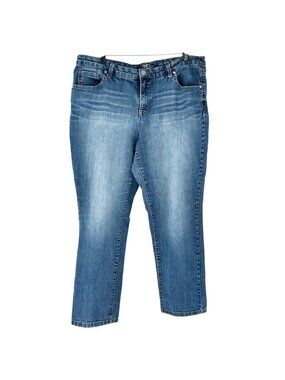 New Directions Jeans Womens 18WS Curvy Fit Straight Leg Blue Denim 5 Pockets